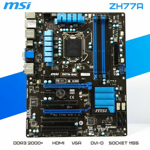 Материнская плата MSI ZH77A-G43 LGA1155 DDR3 HDMI VGA DVI-D ATX 478700₽