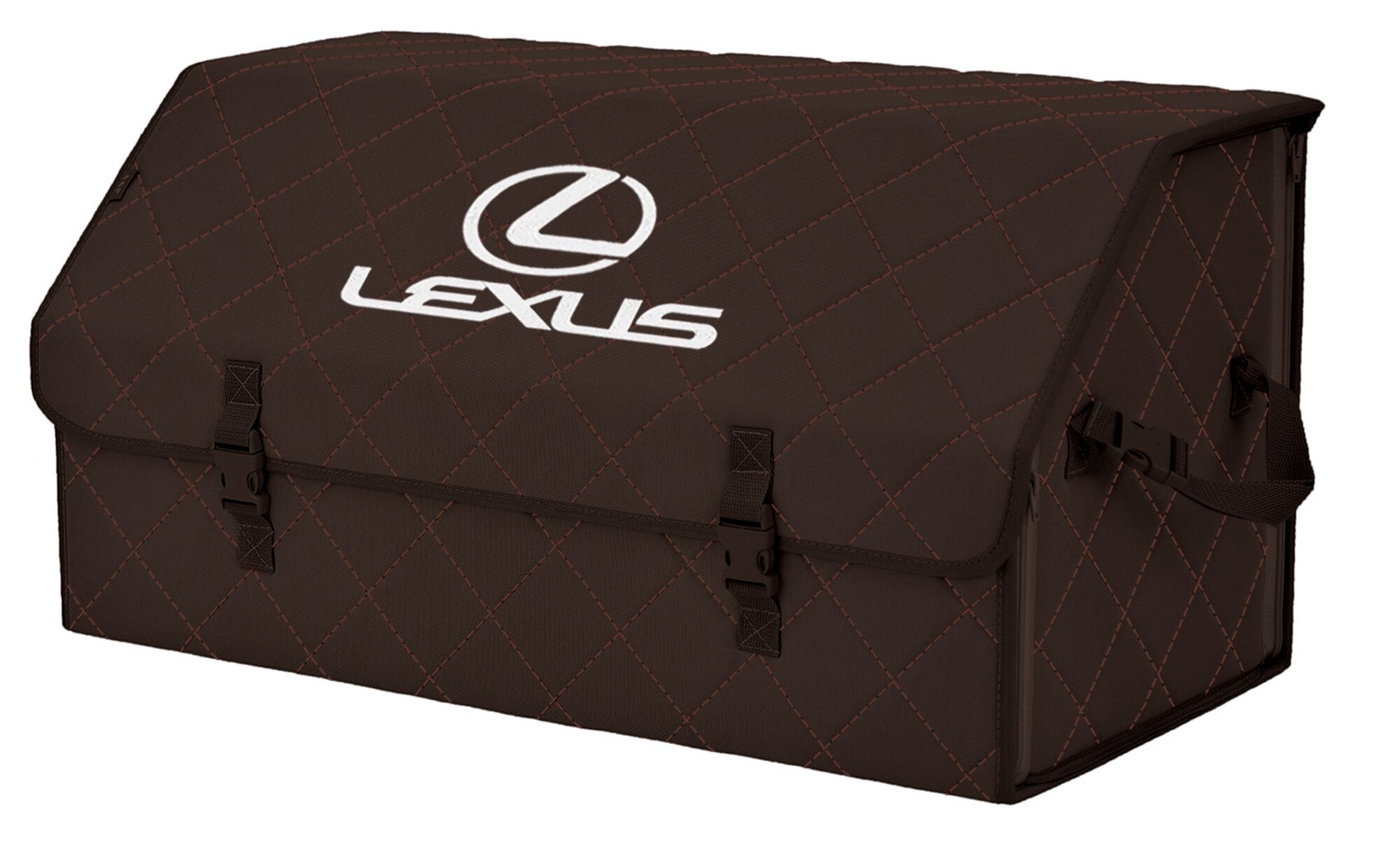Органайзер-саквояж "Союз" в багажник Lexus (Лексус), размер XL Plus. Цвет: коричневый с коричневой прострочкой Ромб.