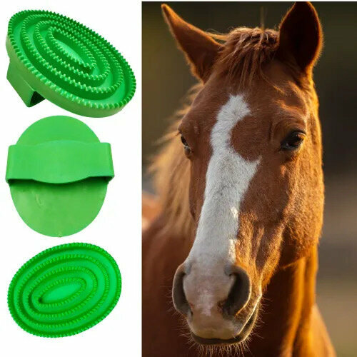 Скребница резиновая для животных 15,7х10,4 см HV (зеленый)