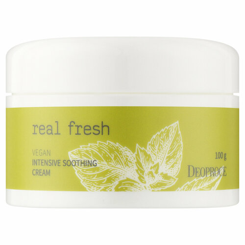 Крем для лица успокаивающий на основе растительных экстрактов Deoproce Real Fresh Vegan Intensive Soothing Cream, 100 г