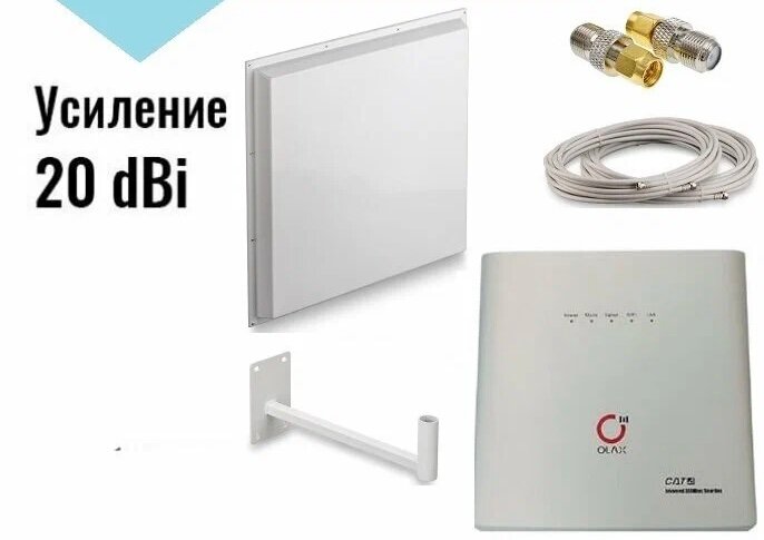 Готовый комплект с роутером Olax ax9pro для усиления мобильного 3G 4G LTE интернета на даче за городом с усилителем Antex Agata mimo f 20dBi