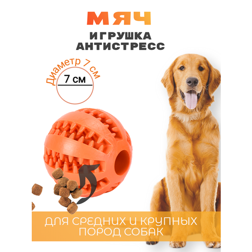 Мяч для собак 7 см оранжевый мяч для собак резиновый большой tailstime