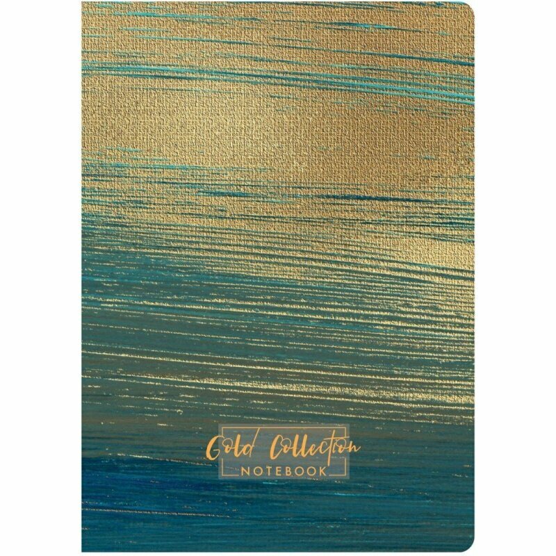 Блокнот Attache Selection "Gold Collection", А5, 96 листов, клетка, обложка твердый картон, сшивка, резинка, голубой