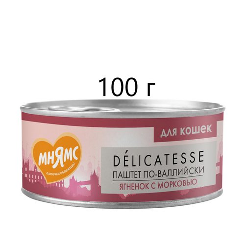 Влажный корм для кошек Мнямс Delicatesse Паштет по-валлийски, ягненок с морковью, 100 г (паштет)