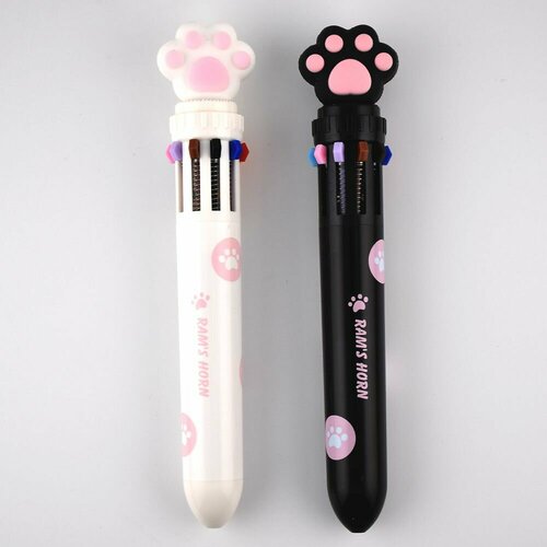 Набор ручек многоцветных 10 цветов 2 шт кошачья лапка белаячерная 354₽