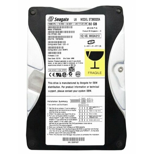 Жесткий диск Seagate ST360020A 60Gb 5400 IDE 3.5 HDD жесткий диск seagate st360020a 60gb 5400 ide 3 5 hdd