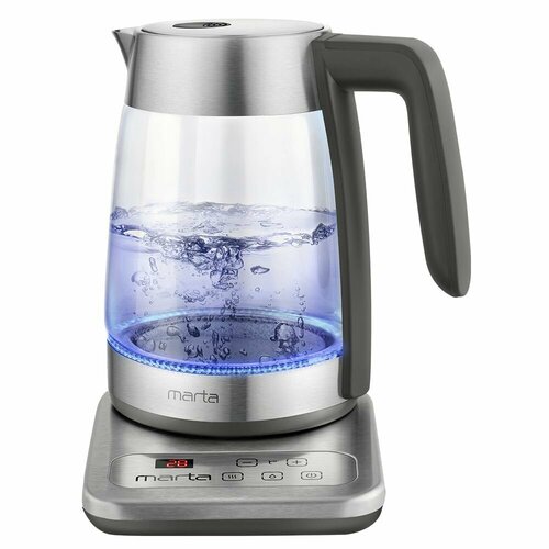 Чайник электрический MARTA MT-4555 стеклянный с подсветкой и цифровым управлением электрочайник серый 406600₽