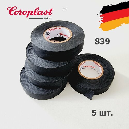 фото Coroplast 839, 5шт. 25 метров * 19мм * пэт-ткань лавсан, тканевая изолента, для подкапотного пространства