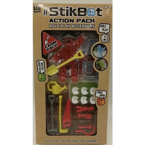 Фигурка игровая Stikbot с аксессуарами Стикбот фермер Красный 483₽