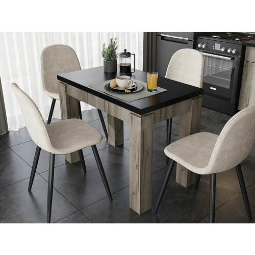 Стол Эдинбург 98х58 дуб крафт серый/черный матовый STEND