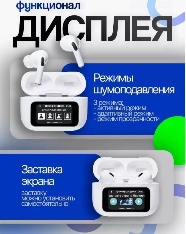 Наушники беспроводные с микрофоном, Bluetooth, USB Type-C, белый, С сенсорным экраном — фото 1