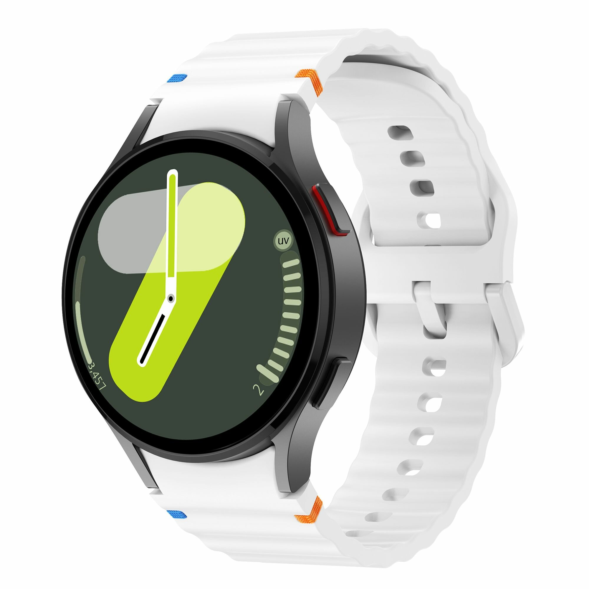 Силиконовый ремешок для смарт-часов Samsung Galaxy Watch FE, 7, 6, 5, 4 -белый — фото 1