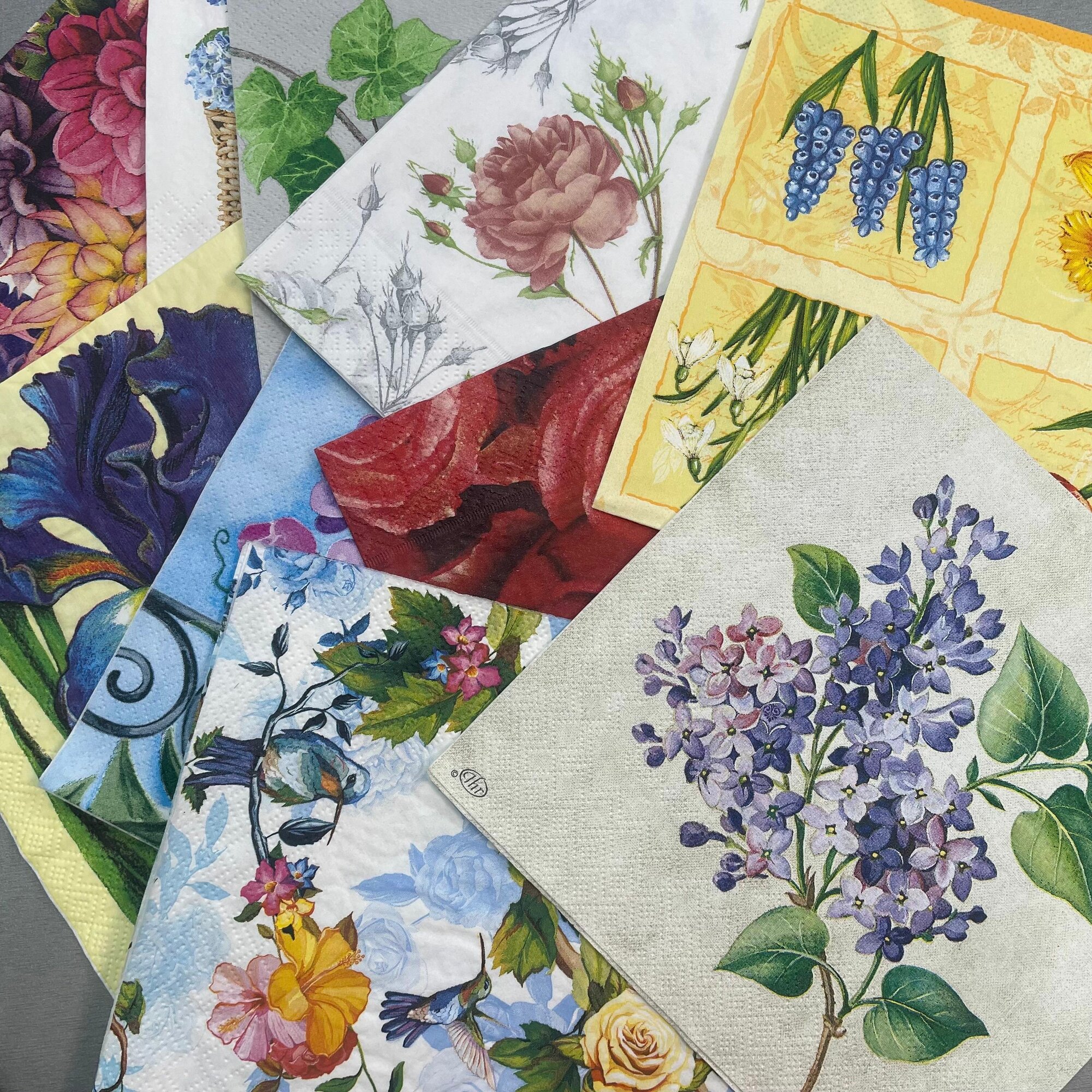 Набор салфеток для декупажа "Цветы." 10 шт.