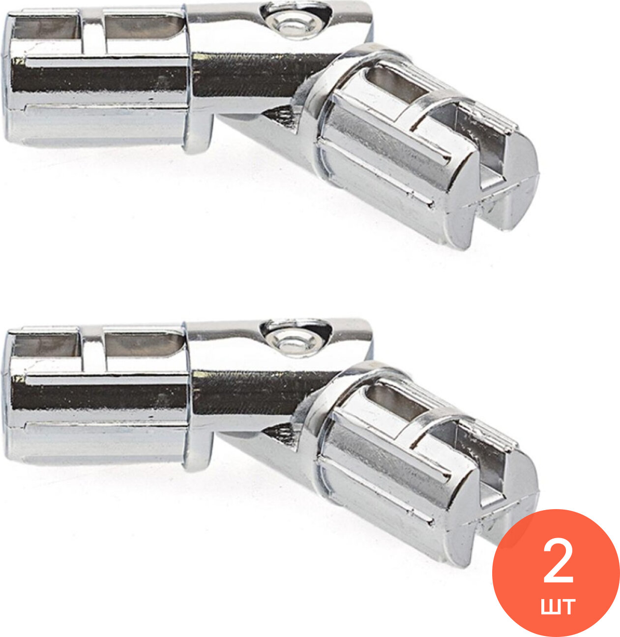 Соединитель для труб Element / Элемент поворотный стальной цвет хром диаметр 25мм / фурнитура для мебели (комплект из 2 шт)