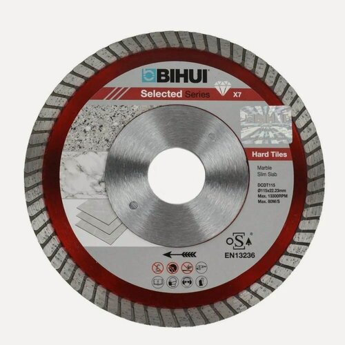 Изображение товара Диск алмазный BIHUI TURBO, для гранита, камня, керамики, керамогранита, 85 мм