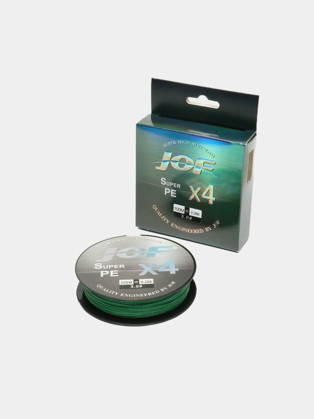 Плетёный шнур для рыбалки JOF, 100 м / Леска рыболовная / Плетенка для спиннинга - Зеленый,4х,2.0- 0.234