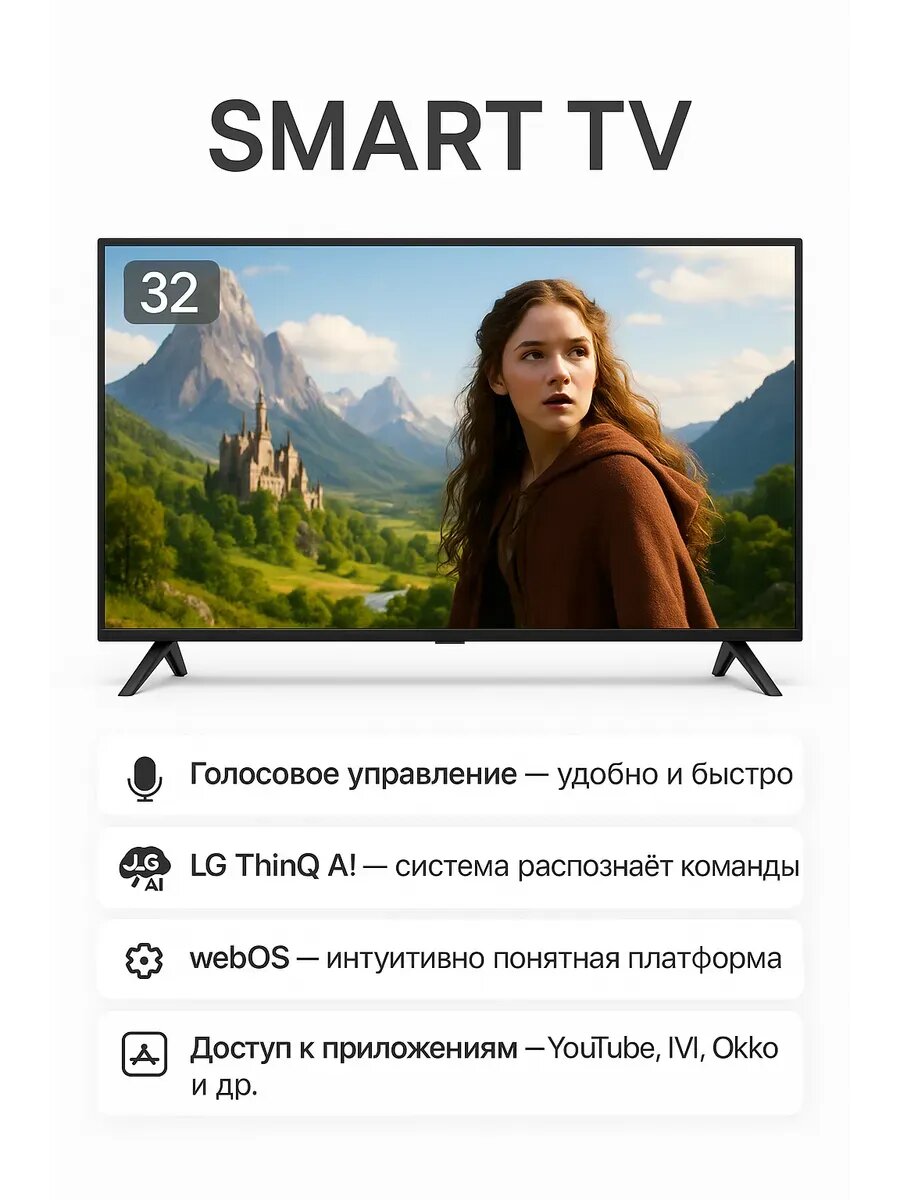 Телевизор 32 дюйма LG smart — фото 1