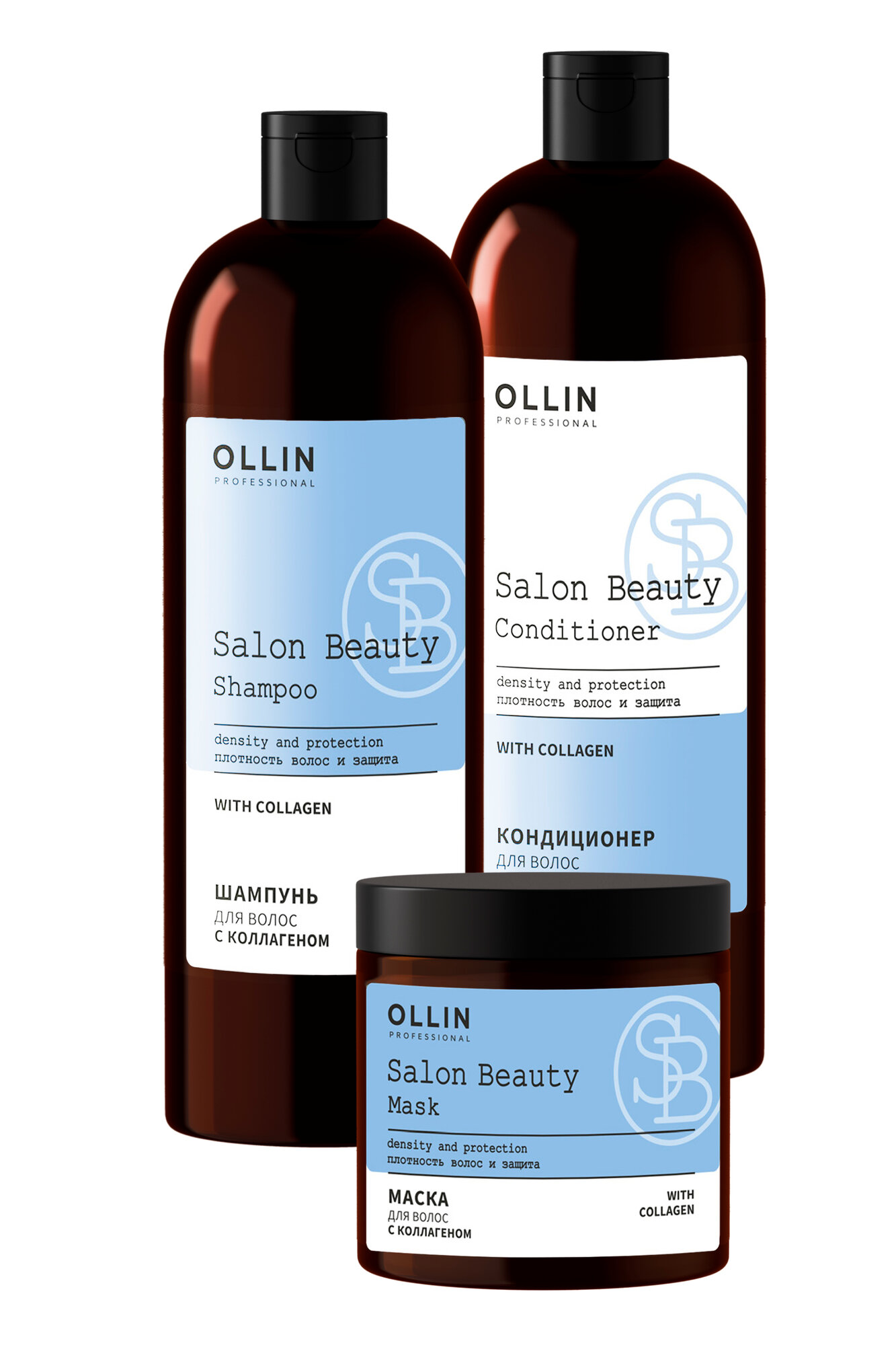 Набор для волос OLLIN PROFESSIONAL SALON BEAUTY, с коллагеном, шампунь, кондиционер, маска