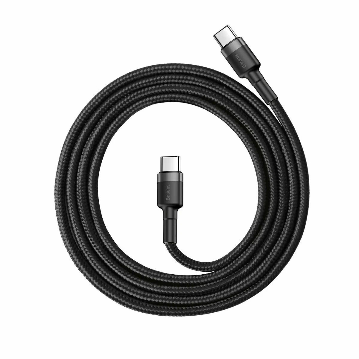 Кабель для зарядки Baseus Cafule Type-C - Type-C, 2 м, черно-серый, 3 A — фото 1