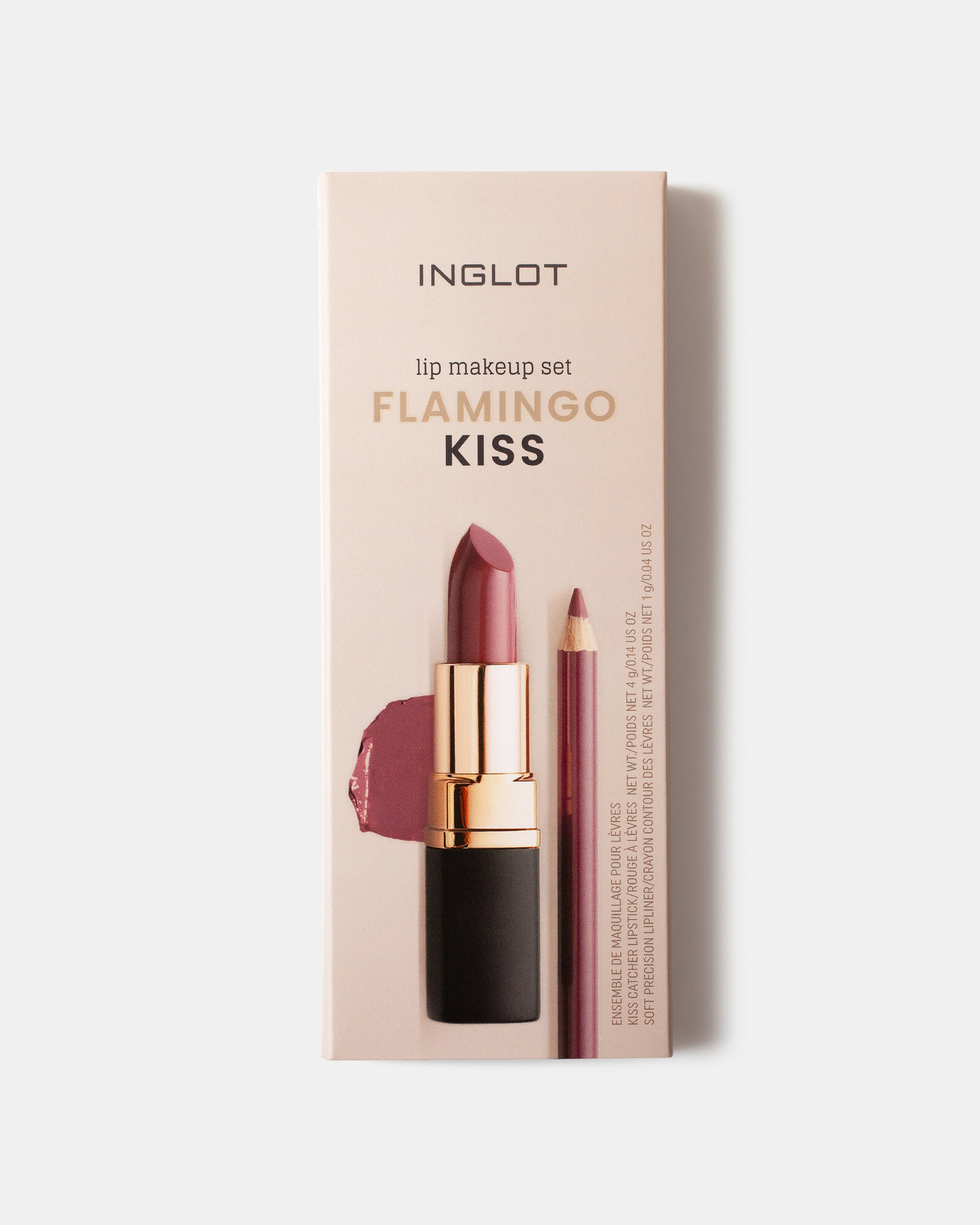Набор для макияжа губ INGLOT FLAMINGO KISS, помада и карандаш, кремовая текстура