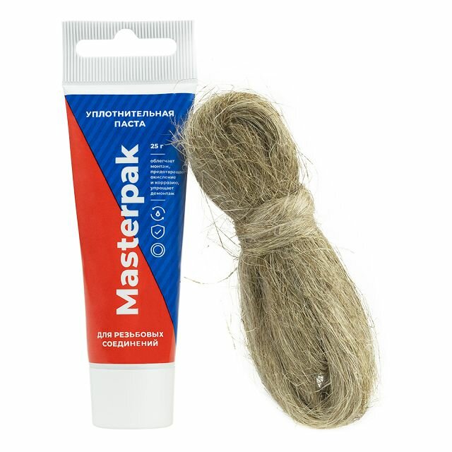 Комплект паста уплотнительная Masterpak (вода пар) 25 г + лён в тубе