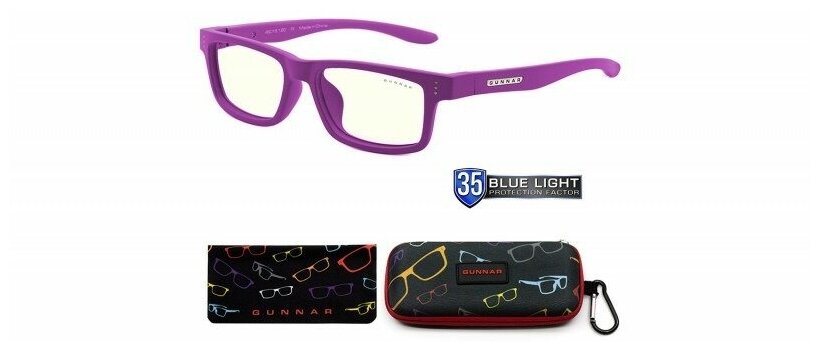 Очки защитные для ПК GUNNAR Cruz Kids Small Clear Natural (4-8 лет), пурпурный - фото №2