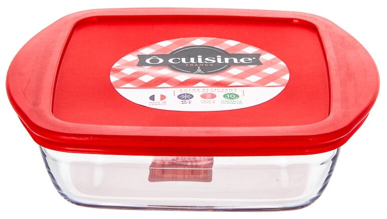 Блюдо для запекания и выпечки с крышкой O CUISINE 20x17x5.5см квадратное PYREX 211PC00/1046 - фото №1