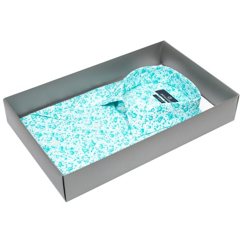 фото Рубашка poggino 4000-100 цвет бирюзовый размер 50 ru / l (41-42 cm