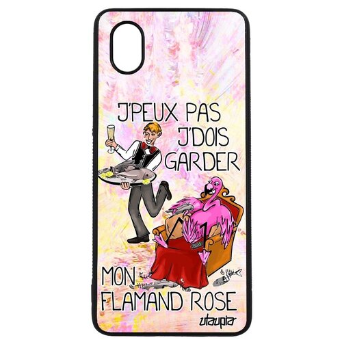 фото Яркий чехол на смартфон // galaxy a01 // "не могу - у меня фламинго!" рисунок юмор, utaupia, светло-розовый