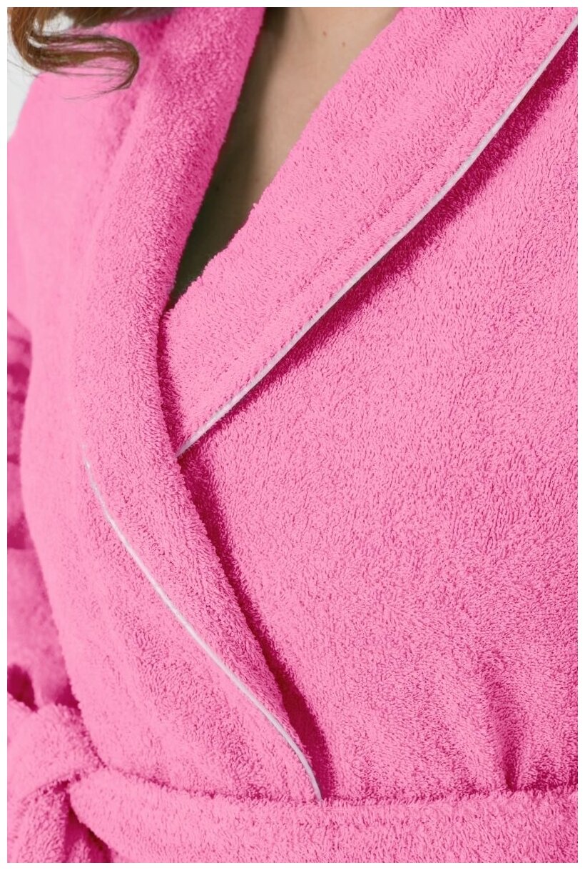 Халат махровый Everliness женский шалька+кант цвет розовый, разм. 44 - фотография № 8
