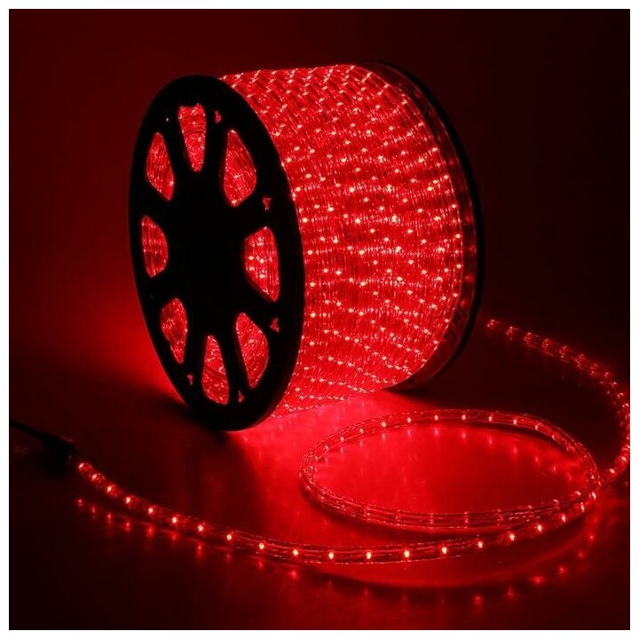 LED шнур Luazon Lighting 13 мм, круглый, 100 м, фиксинг, 2W-LED/м-36-220V, набор для подключения красный (461027) - фотография № 5
