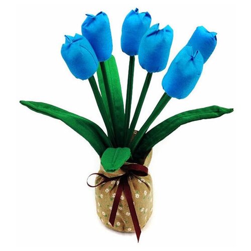 Декоративный тканевый цветок «Бамбу Тюльпаны» голубые