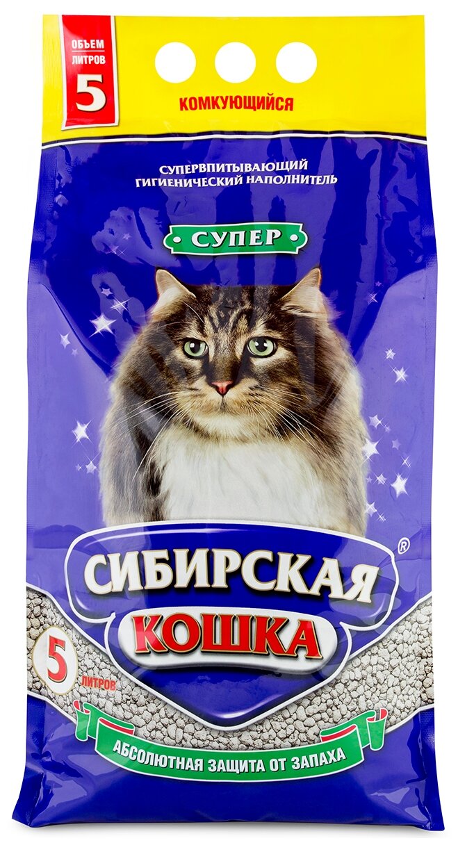 Сибирская Кошка Наполнитель Супер 5л комкующийся - фотография № 1