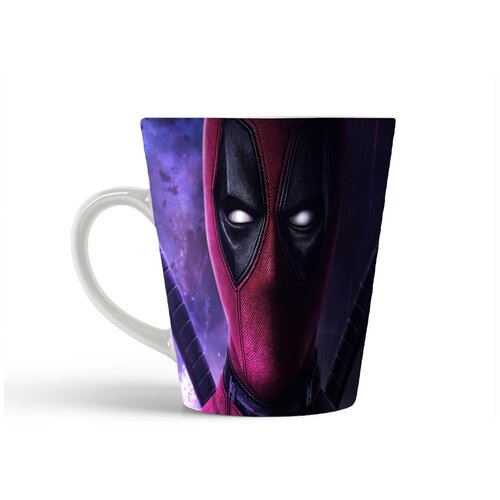 фото Кружка-латте coolpodarok дэдпул в маске крупный план взгляд