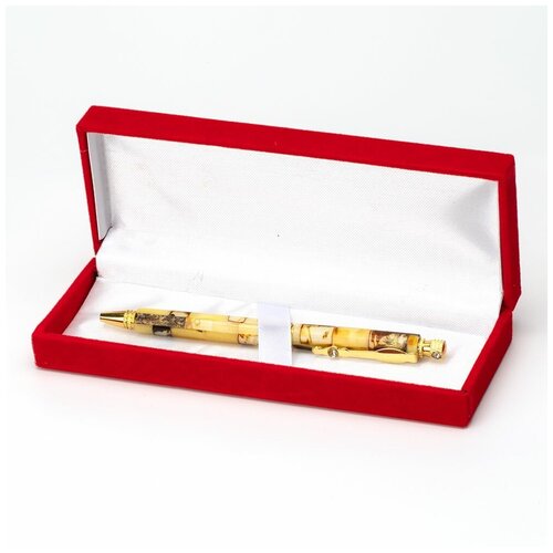 Стильная шариковая ручка c мозаикой из натурального янтаря в упаковке