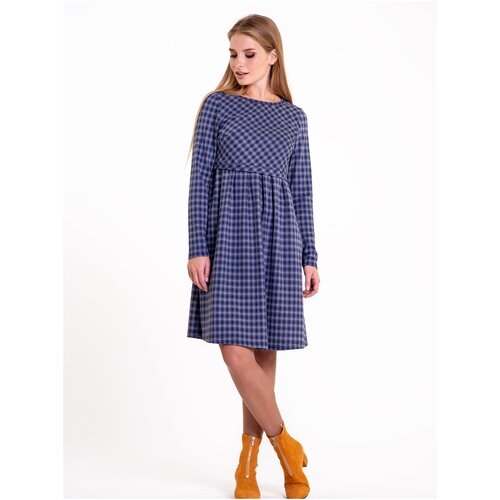 фото Платье мама и малыш "алекса" свободное/для беременных/миди/повседневное/вечернее/мелкая клетка/синий/трикотаж