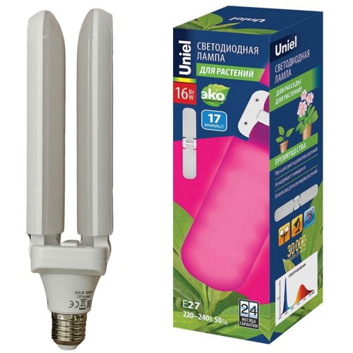 Uniel Лампа светодиодная для растений Uniel E27 16W матовая LED-P65-16W/SPSB/E27/FR/P2 PLP32WH UL-00007406