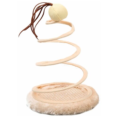 Игрушка когтеточка для кошек мячик на пружинке бежевая 23х145х23 см 693₽