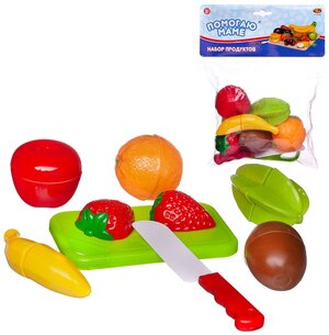 Игровой набор ABtoysПомогаю Маме. Набор продуктов для резки на липучках Фрукты, 14 предметов PT-00468/фрукты