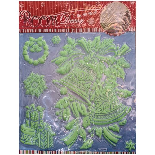 Наклейки новогодние объёмные люминофорные YG1. Размер листа 40*30 см.