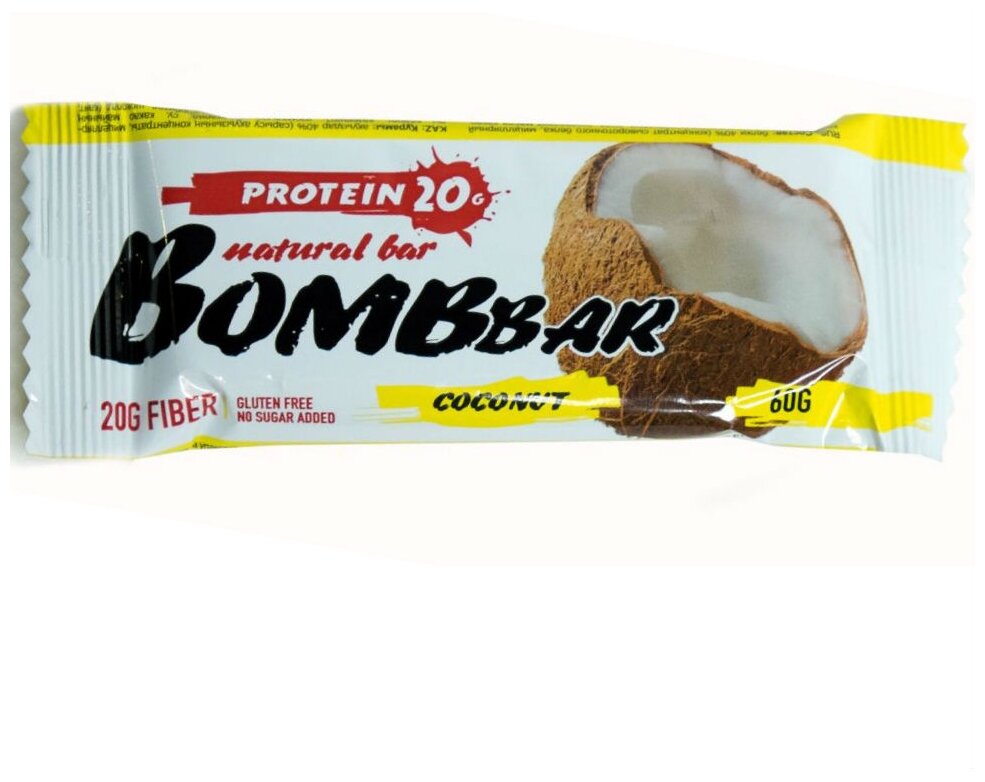 BomBBar протеиновый батончик - 60 грамм, кокос
