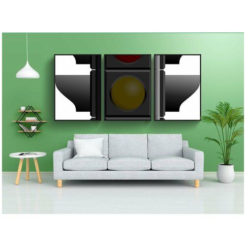 фото Набор модулных постеров для интерьера "зеленый свет, светофор, сигналы" 60x90 см. в тубусе, без рамки lotsprints