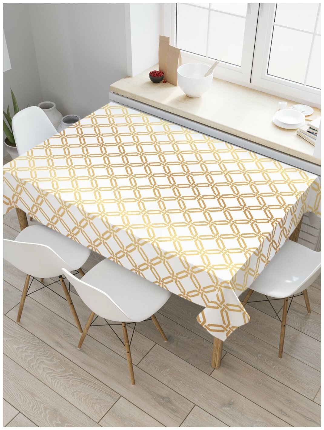Скатерть прямоугольная JoyArty на кухонный стол "Плитка с диагональными квадратами" из оксфорда, 120x145 см