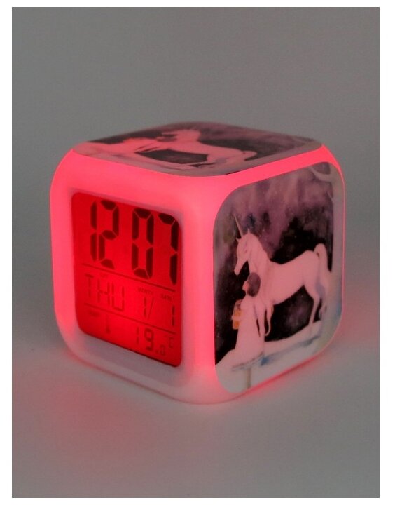 Часы-будильник Единорог с подсветкой №6 - фотография № 5