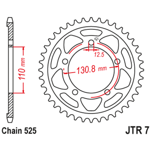 Звезда задняя (ведомая),(сталь) JT 7.44ZBK