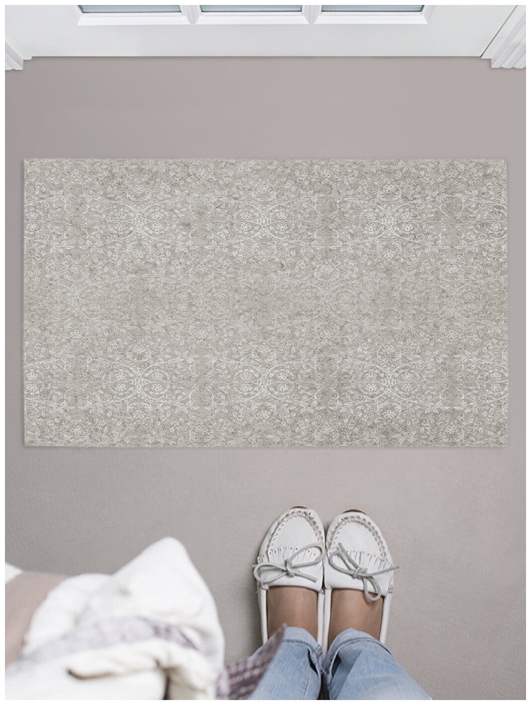 Придверный коврик в прихожую JoyArty "Классический орнамент" для обуви, на резиновой основе, 75x45 см