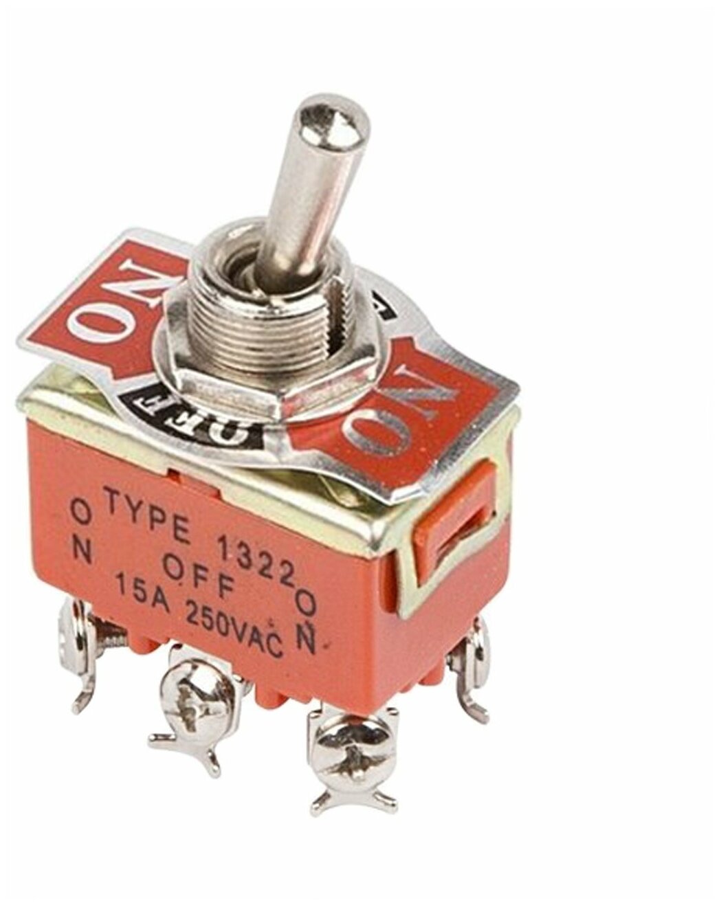 фото Тумблер 250V 15А (6c) ON-OFF-ON двухполюсный REXANT, цена за 1 шт