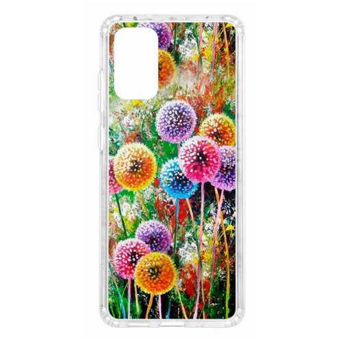 Чехол для Samsung Galaxy S20 Plus Kruche Print Одуванчики, пластиковая накладка, силиконовый бампер с защитой камеры, защитный прозрачный кейс с рисунком