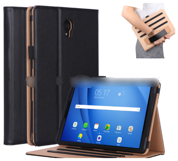 Чехол MyPads для Samsung Galaxy Tab A 10.5 SM-T590 (2018) / Samsung Galaxy Tab A 10.5 SM-T595 (2018) с визитницей и держателем для руки черный на.