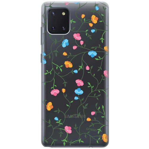 Ультратонкий силиконовый чехол-накладка Transparent для Samsung Galaxy Note 10 Lite с 3D принтом Сurly Flowers ультратонкий силиконовый чехол накладка transparent для samsung galaxy note 10 lite с 3d принтом all of me